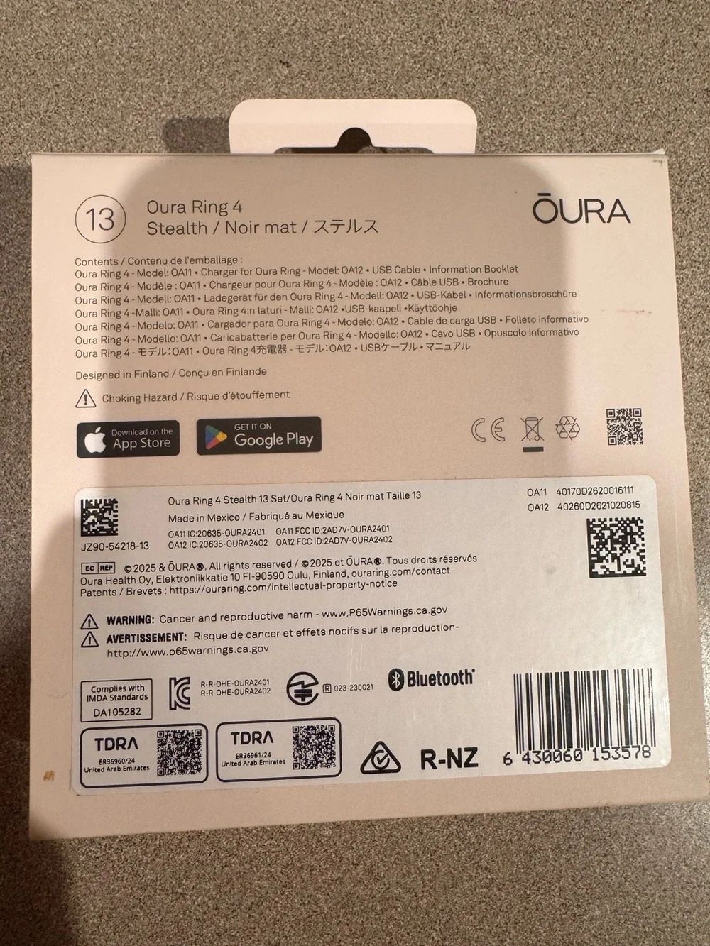 Oura Ring Gen 4 - Stealth (Size 13)